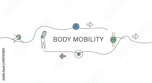 Vector body mobility infographic element, fitness or healthcare illustration, for website or presentation, isolated on transparent background, png