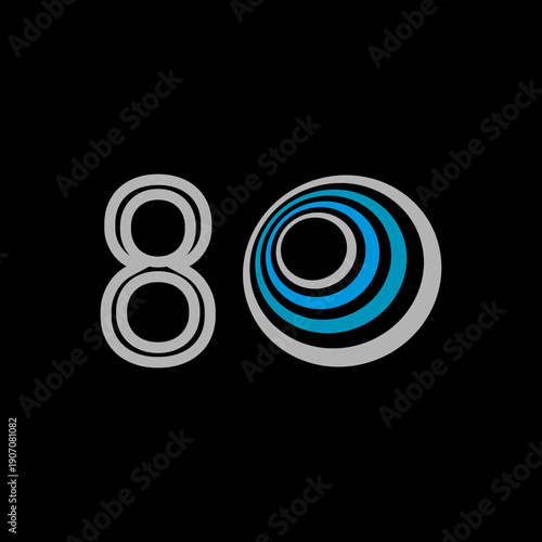 Birthday Numbers with Modern Circular Design, with black background, makes it look luxurious and modern