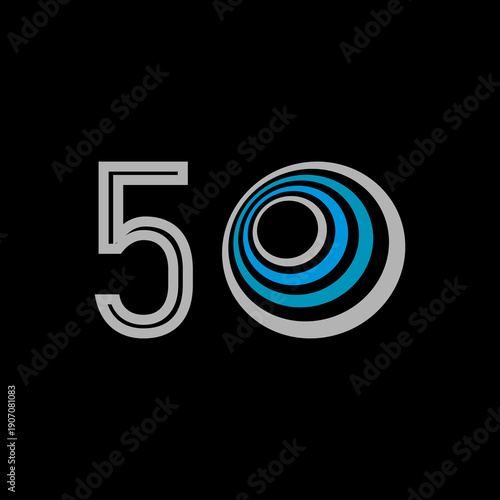 Birthday Numbers with Modern Circular Design, with black background, makes it look luxurious and modern