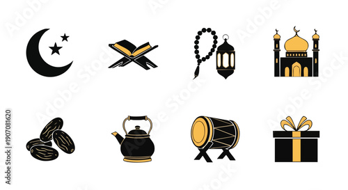 Iconographie du Ramadan Noire et Or