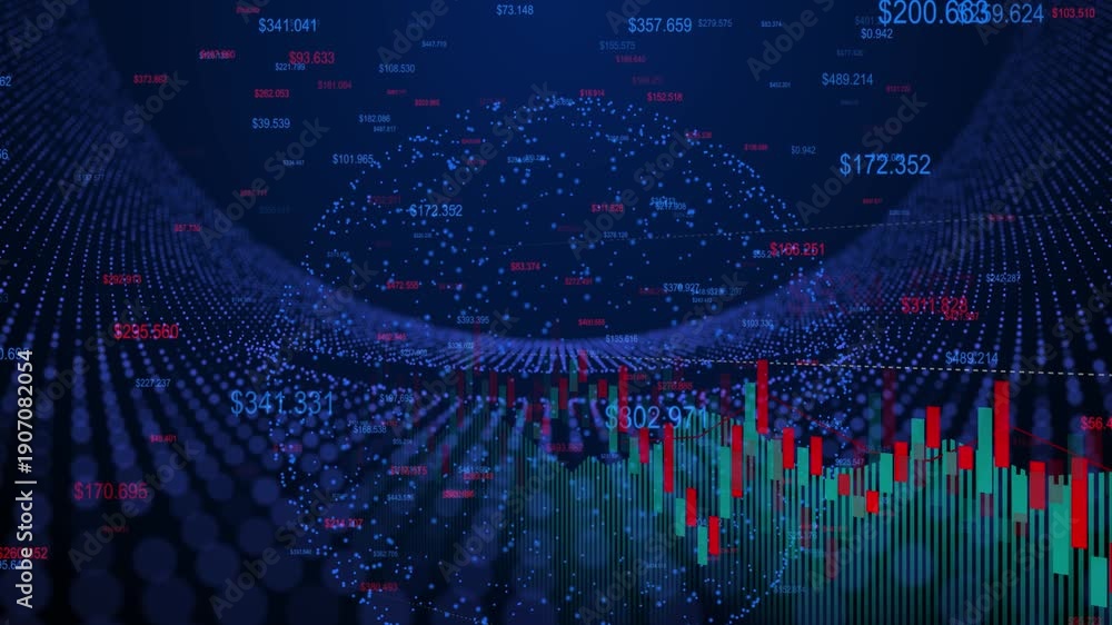 Data Visualization Fdi Vidéo Stock Abstract Financial Data Visualization with Digital Patterns ...