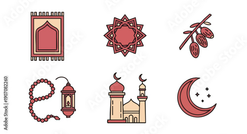 Minimalist Duotone Ramadan Icons