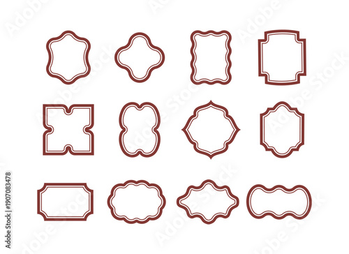 Vector set of design elements and illustrations in simple linear style - vintage retro logo design elements and frames for social media stories and posts