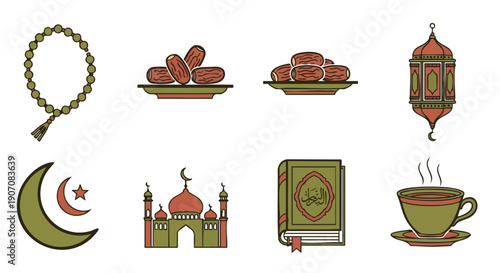 Ramadan Icons in Terracotta and Olive