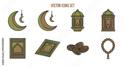 Set de Glyphes Célébration Islamique Bronze Olive