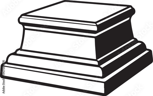 Chess Piece Display Pedestal Stand Line Art Icon.eps