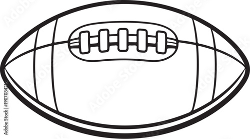 American Football Ball Top View with Centered Laces Black and White Line Art Icon.eps