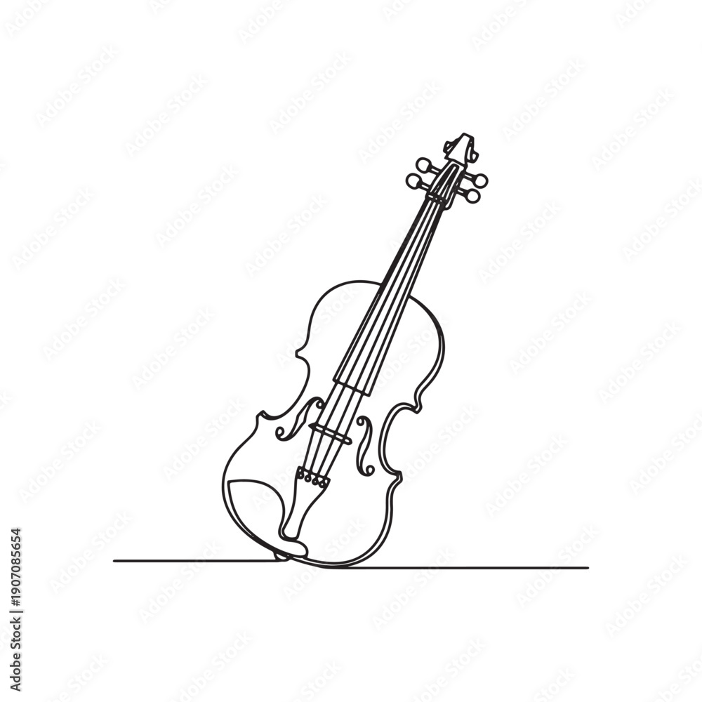 Obraz premium Minimal Violin Continuous Line Art Illustration