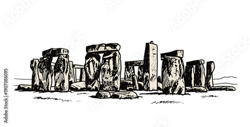 Vintage illustration of Stonehenge ancient monument