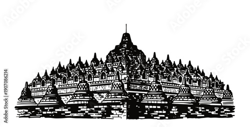 Stunning Borobudur temple in Indonesia at sunset