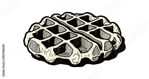 Vintage style illustration of a delicious waffle