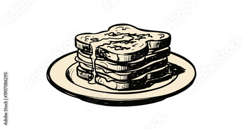 Delicious stack of pancakes with syrup on a plate