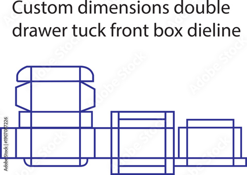 Custom Dimensions Double Drawer Tuck Front Box Dieline Template Vector Illustration for Packaging Design