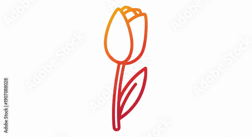 Stylized gradient tulip illustration with a single leaf