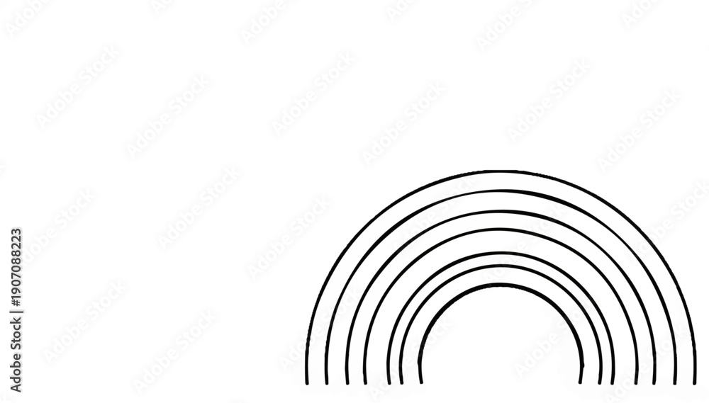 Obraz premium Stylized concentric arcs form a partial rainbow on a white background