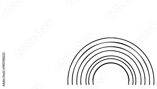 Stylized concentric arcs form a partial rainbow on a white background