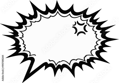 Stylized comic book explosion or thought bubble with sharp edges and radiating lines