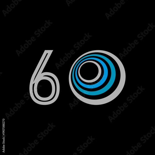 Birthday Numbers with Modern Circular Design, with black background, makes it look luxurious and modern