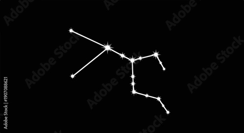 Stylized celestial star map depicting a constellation against a dark background