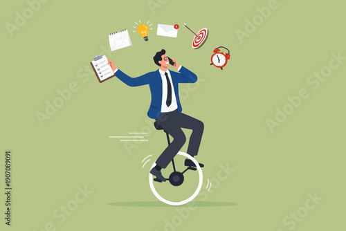 Busy Man Balancing Work Life