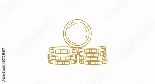 Stacks of golden coins, simple line art