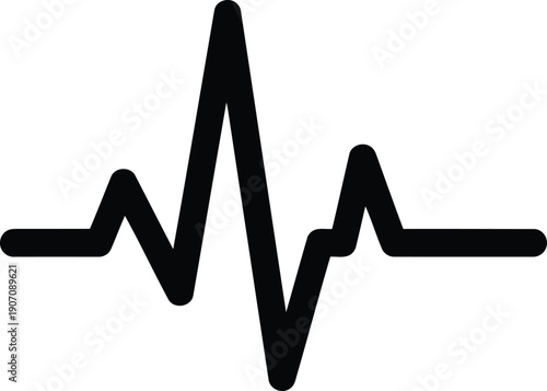 Black ecg heartbeat line graph on white background