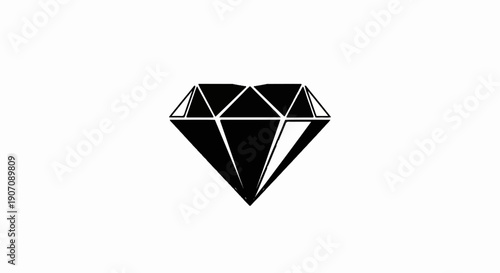 Stylized black diamond graphic with facets against white background
