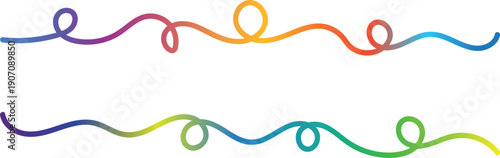 Colorful gradient dual ribbon borders with looping curves decorative swirls banners.