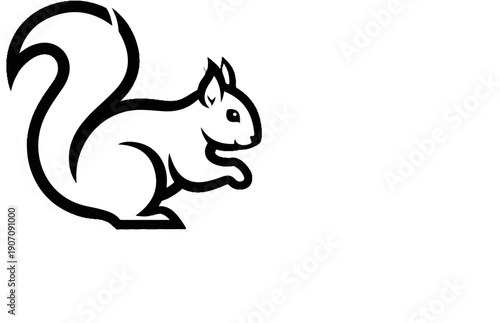 Stylized black outline of a squirrel sitting and looking right