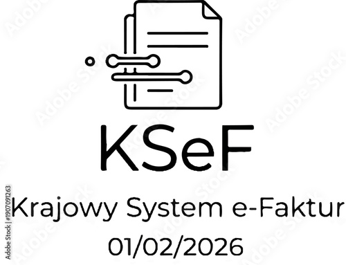 Stylized document icon with text KSeF, National e-Invoice System, 01/02/2026