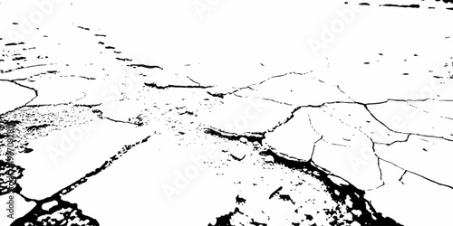 Black and white dirty grunge texture of cracked paint on asphalt and abstract effect old concrete faded wall dry surface patterns background.

