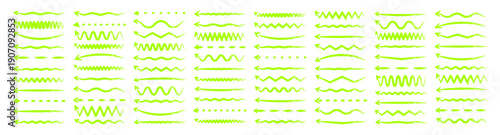 Hand drawn arrows, highlighter lines. Marker stroke, brush pen drawn underline. Handwritten text pointers, notes, marks. Vector illustration