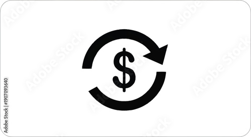 Dollar sign inside circular arrow representing money exchange and financial transaction on transparent background
