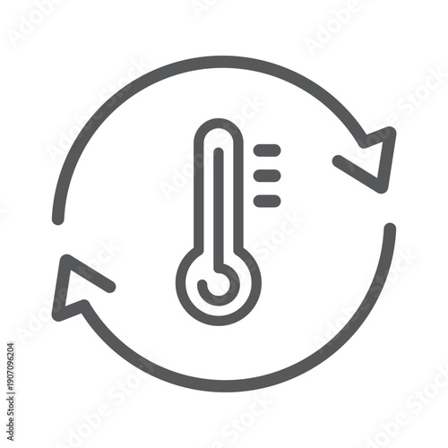 Black single temperature regulation icon, simple round thermometer process setting, icon.