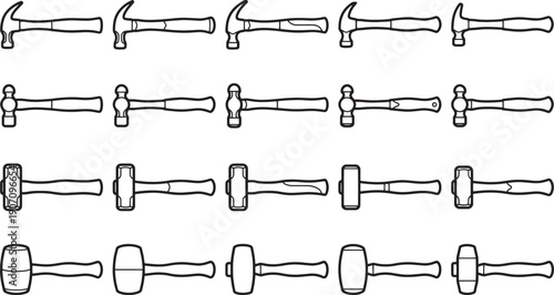 A Variety of Hammer: A collection of hammers of different types, ready to serve their intended purpose.