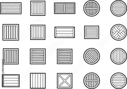 Geometric shapes in a neat grid, perfect for graphic design or architectural visualization.