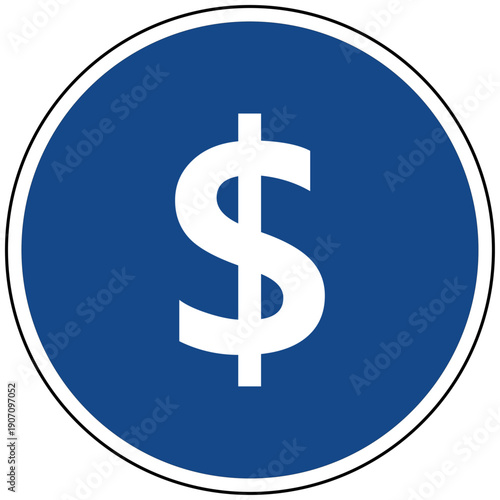 Dollar Symbol Währung blaues rundes Schild Vektor Illustration für Finanzen Wirtschaft USA Weltmarkt Geld Investment