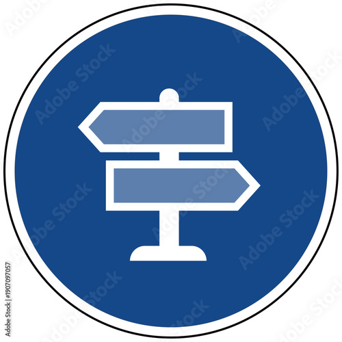 Wegweiser Schild Richtung Symbol blaues rundes Schild Vektor Illustration für Orientierung Entscheidung Navigation Weg