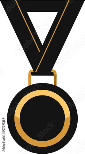 Black gold medal black silhouette isolated on white background. Gold medal icon vector illustration design.