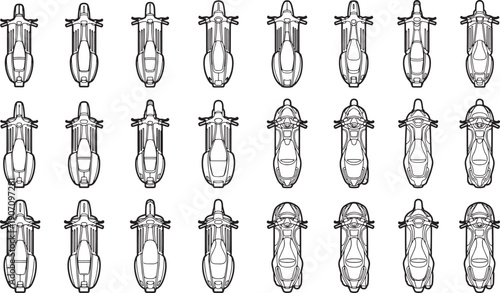 A unique pattern of motorcycle overhead view for background or wallpaper usage 
