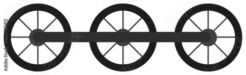 Industrial Connected Wheels Axle Mechanism Silhouette.