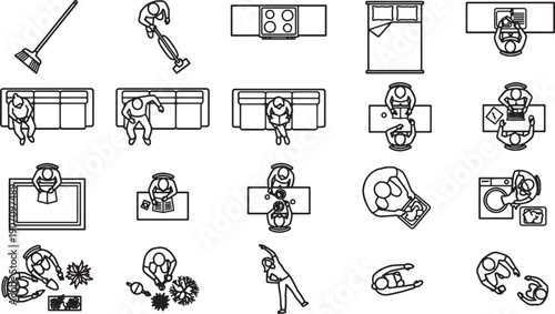 Isometric view of household and personal objects, an intriguing overhead perspective of everyday items, highlighting details for visual appeal.