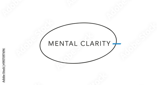 Vector illustration of mental clarity concept with simple oval shape and blue arrow, for wellness or mindfulness website or presentation
