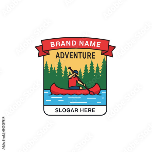 Canoe Adventure Logo Design with Placeholder Text.
