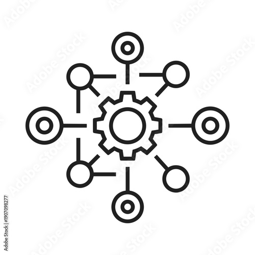 Gear with connected nodes icon