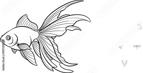 Beautiful goldfish swimming freely in water