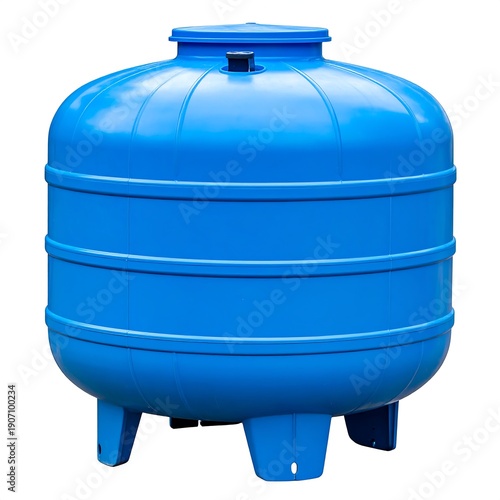 A vibrant blue, rounded plastic container with a flat top and bottom, supported by short legs. The surface is smooth