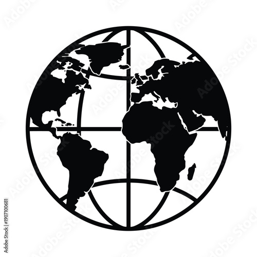 Black and white earth map