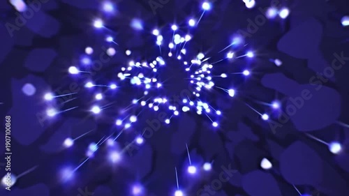 Abstract blue background with glowing stars and light effects creating a dreamy and surreal atmosphere in a cosmic space