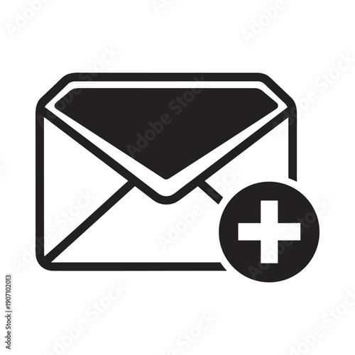 Email icon with plus sign symbol